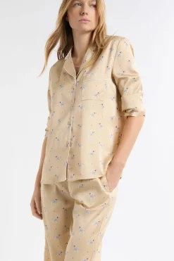 Camisa de pijama de satén con estampado de perros
