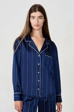 Camisa de pijama de satén a rayas