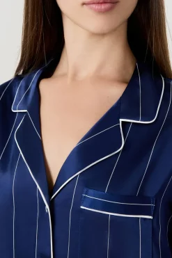 Camisa de pijama de satén a rayas