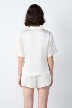 Camisa de pijama de seda de manga corta