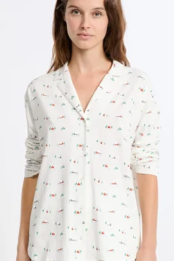Camisa de pijama estampada de algodón