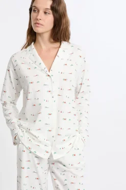Camisa de pijama estampada de algodón