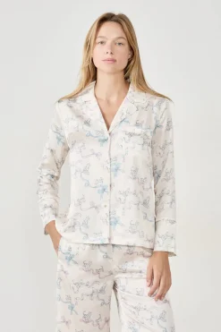 Camisa de pijama estampada satinada