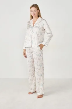 Camisa de pijama estampada satinada