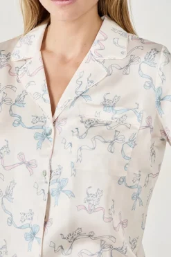 Camisa de pijama estampada satinada