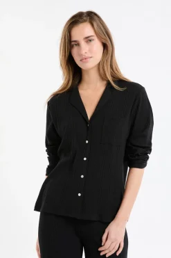 Camisa de pijama Richelieu de punto elástico