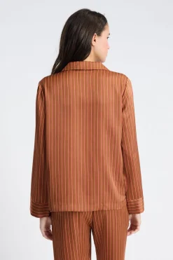 Camisa de pijama satinada a rayas