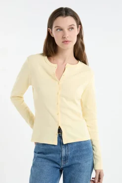 Camiseta abotonada de manga larga de algodón