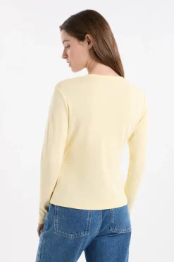 Camiseta abotonada de manga larga de algodón