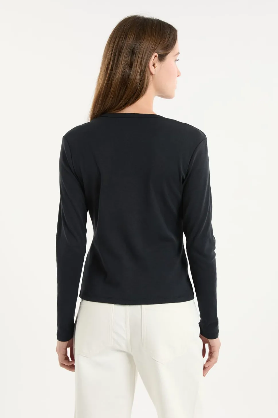 Camiseta abotonada de manga larga de algodón