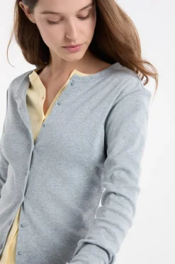 Camiseta abotonada de manga larga de algodón