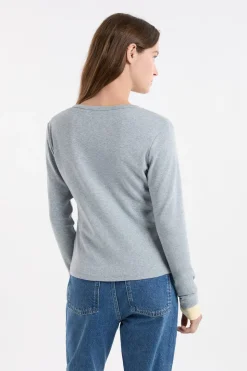 Camiseta abotonada de manga larga de algodón