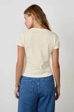 Camiseta de algodón a rayas de manga corta