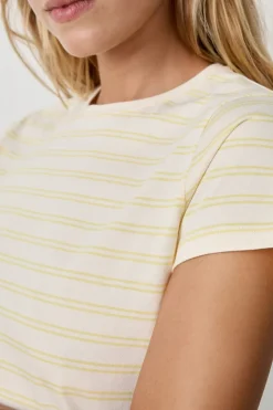 Camiseta de algodón a rayas de manga corta