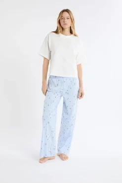 Camiseta de algodón con estampado de paisaje de esquí