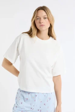 Camiseta de algodón con estampado de paisaje de esquí