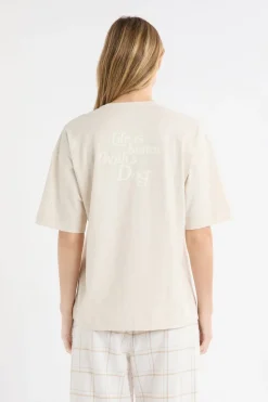 Camiseta de algodón con estampado de perro «Life is better with a dog»