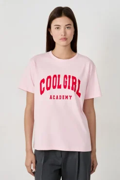 Camiseta de algodón estampada "Cool girl academy