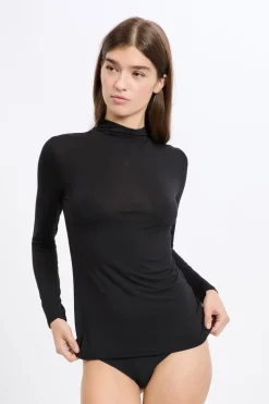 Camiseta de cuello alto de malla térmica de manga larga