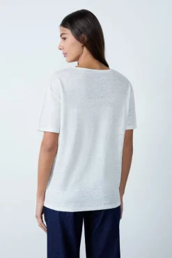 Camiseta de lino con cuello en V