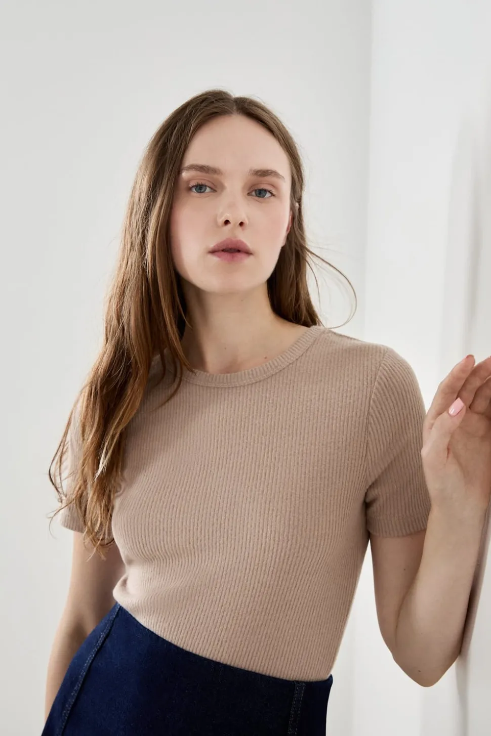 Camiseta de manga corta acanalada