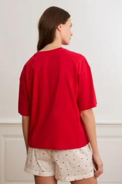 Camiseta de manga corta con la inscripción «love is all» de algodón