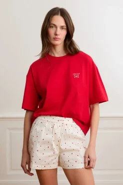 Camiseta de manga corta con la inscripción «love is all» de algodón