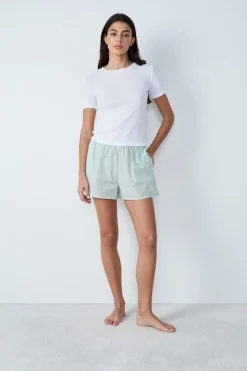 Camiseta de manga corta de algodón acanalado