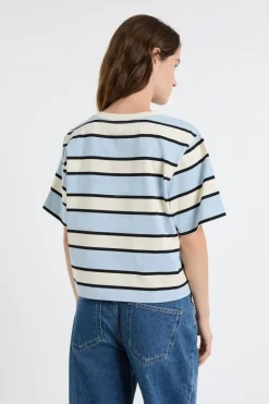 Camiseta de manga corta de algodón a rayas