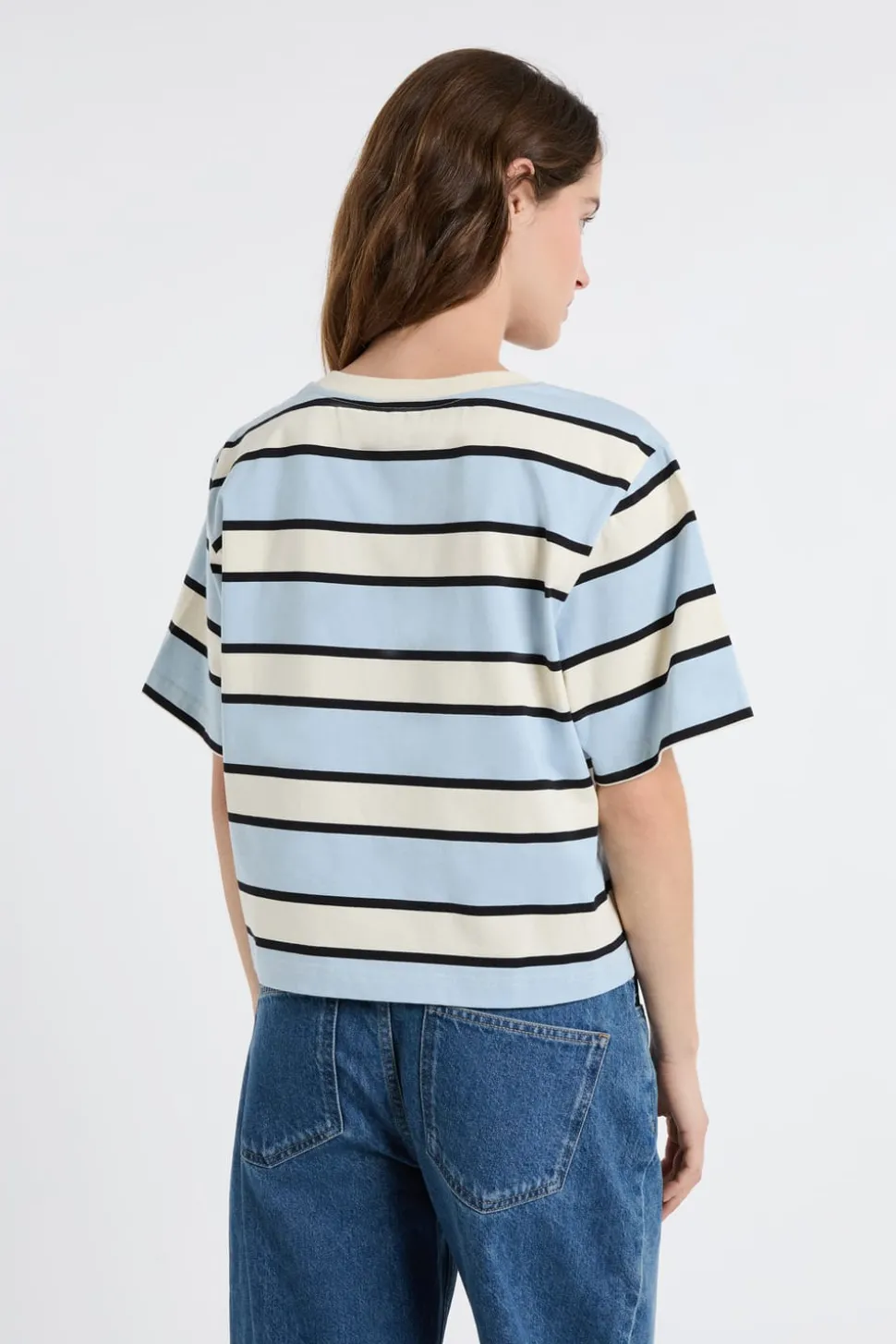 Camiseta de manga corta de algodón a rayas