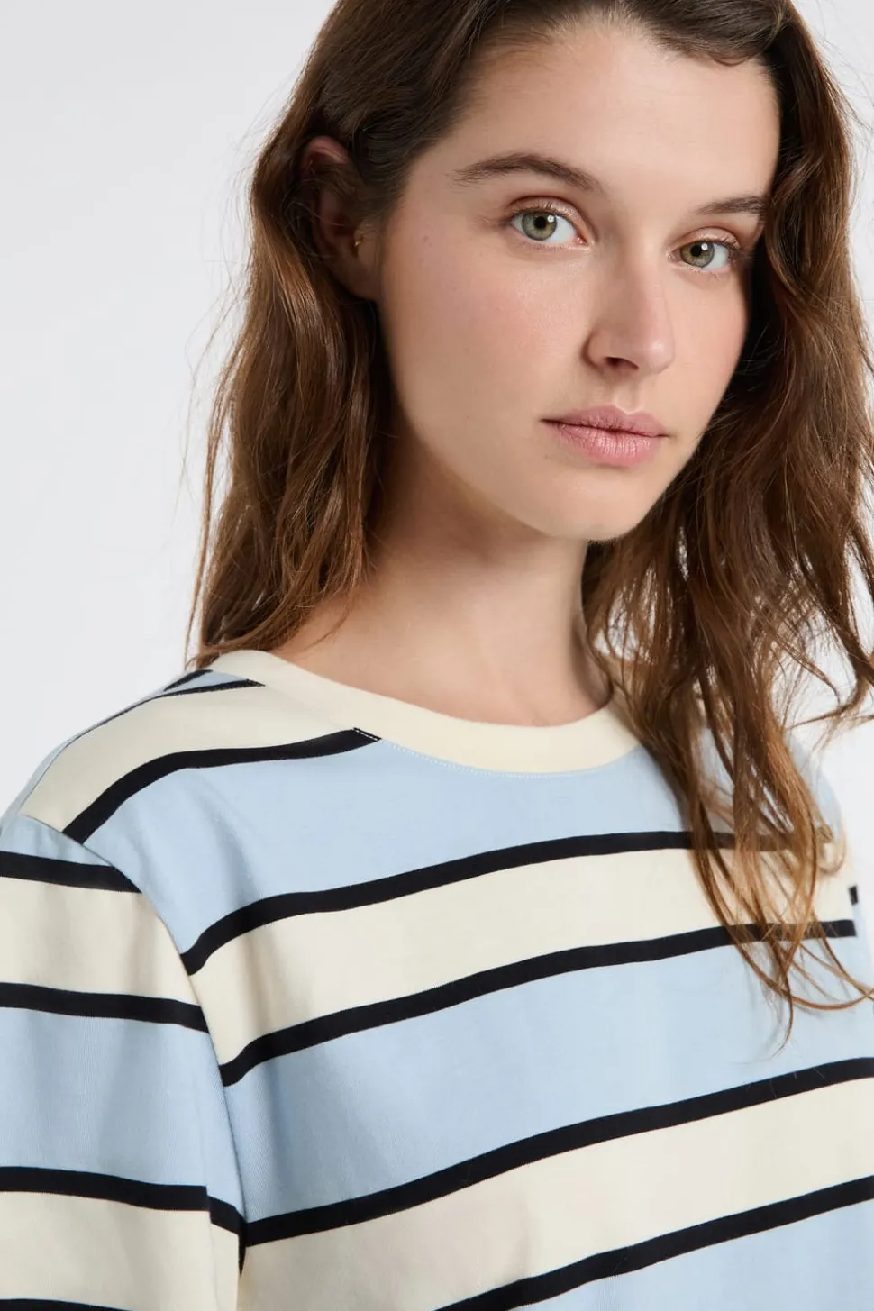 Camiseta de manga corta de algodón a rayas