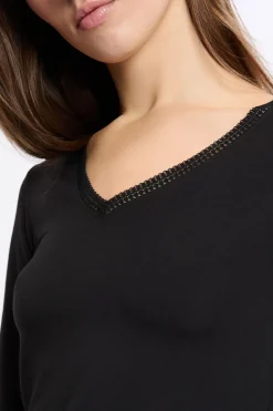 Camiseta de manga larga con cuello en V de tejido térmico