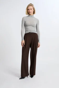 Camiseta de manga larga con cuello alto y lana