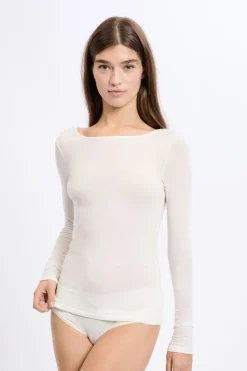 Camiseta de manga larga con cuello barco