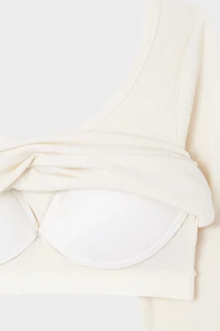 Camiseta de manga larga con cuello bailarina y sujetador integrado