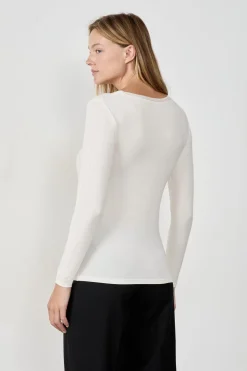 Camiseta de manga larga con cuello en V de tejido térmico