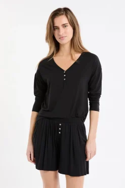 Camiseta de manga larga de pijama de modal