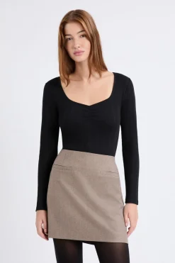 Camiseta de manga larga de punto elástico de algodón