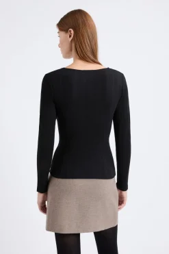 Camiseta de manga larga de punto elástico de algodón