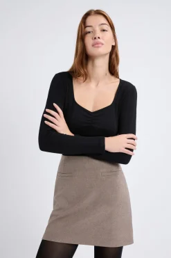 Camiseta de manga larga de punto elástico de algodón