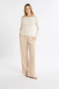 Camiseta de manga larga de algodón con botones