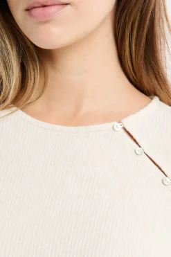 Camiseta de pijama acanalada con botones