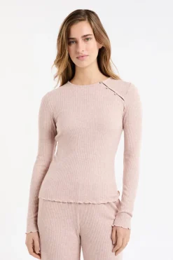 Camiseta de pijama acanalada con botones