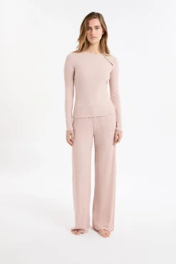 Camiseta de pijama acanalada con botones