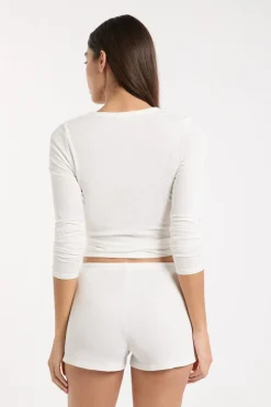 Camiseta de pijama con cuello redondo y algodón