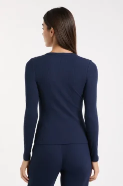 Camiseta de pijama con cuello redondo y algodón