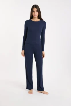 Camiseta de pijama con cuello redondo y algodón