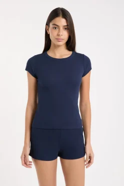 Camiseta de pijama con cuello redondo y algodón