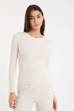 Camiseta de pijama con cuello redondo y algodón