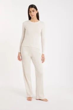 Camiseta de pijama con cuello redondo y algodón